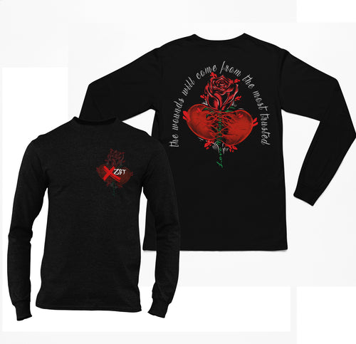 Trust Wounds Long Sleeve Black T - 00069